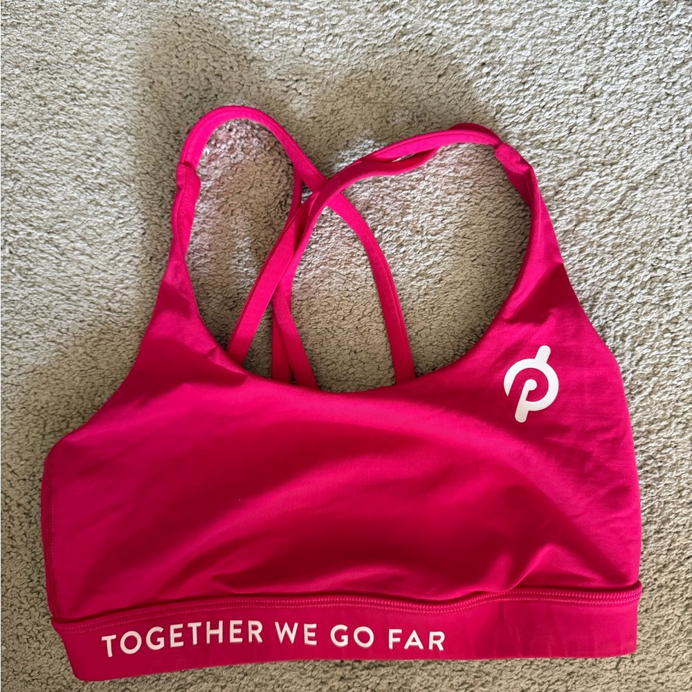 Lululemon x Peloton Pink Strappy Sports Bra - Together We Go Far - Womens size 4